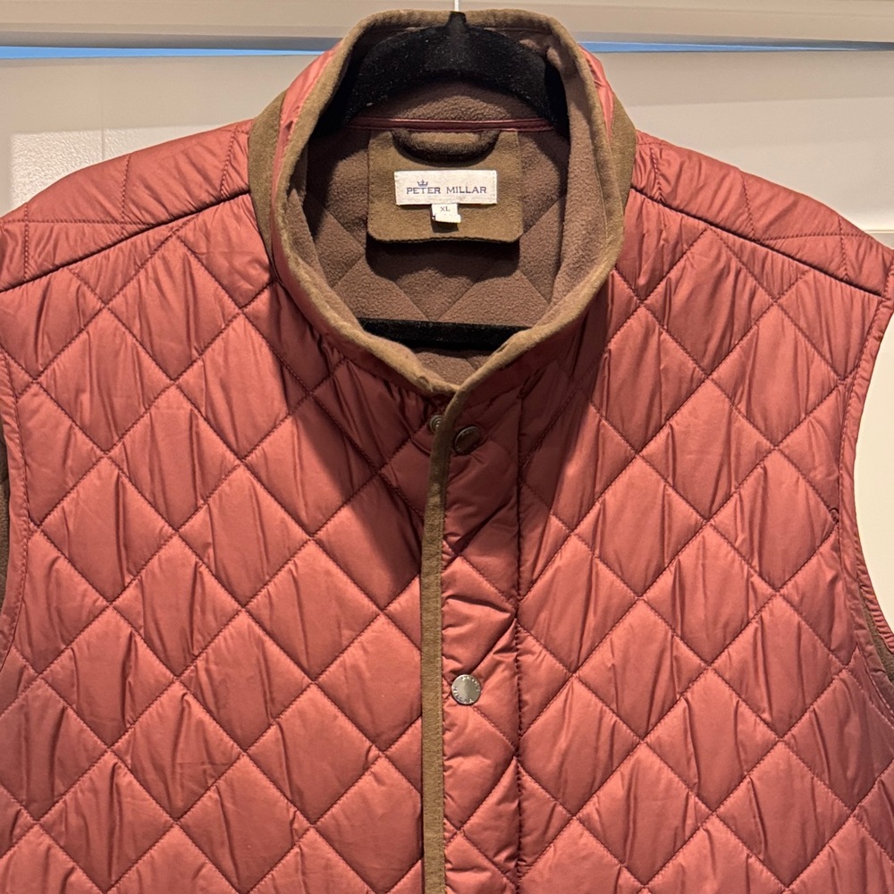 Peter Millar Men's Quilted Vest - Brick Red